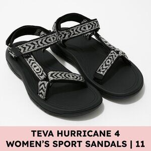 Teva Hurricane 4 Sport Sandals Recycled Webbing Women’s 11 Black White